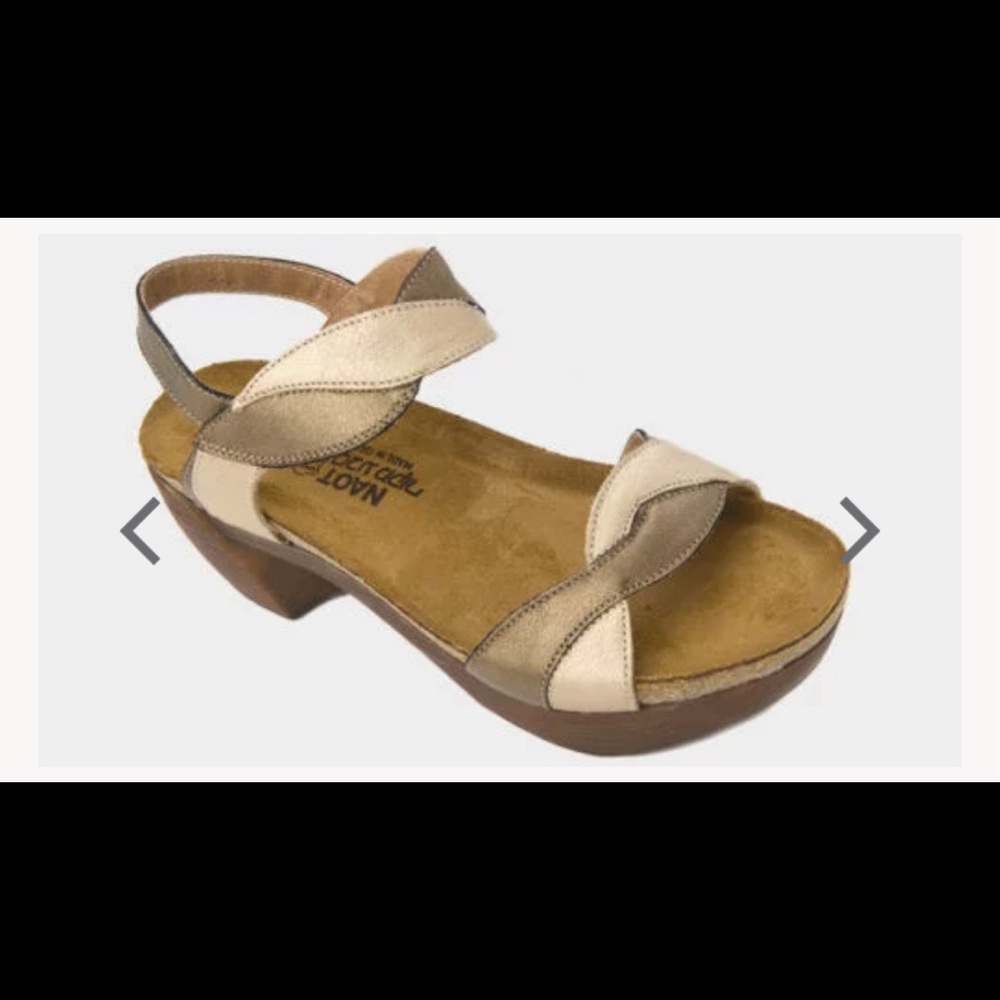 Naot Union Grecian Gold Champagne Heel Sandals